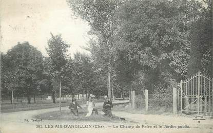 / CPA FRANCE 18 "Les Aix d'Angillon, le champ de foire et le jardin public"