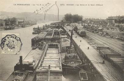 / CPA FRANCE 76 "Rouen, la seine et le quai d'Elbeuf" / BATELLERIE