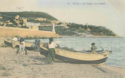 CPA  FRANCE 06 "Nice , la plage, le phare"