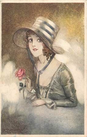 CPA ILLUSTRATEUR MAUZAN "Femme au chapeau"