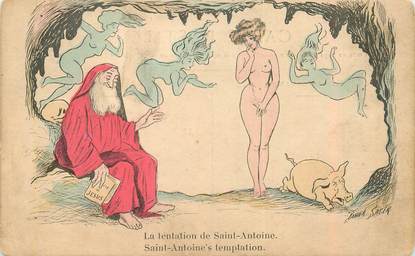 CPA ILLUSTRATEUR SAGER "La Tentation de Saint Antoine" / NU