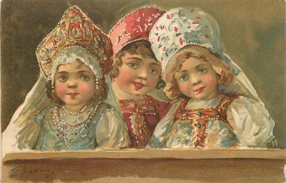 CPA ILLUSTRATEUR RUSSE "Enfants"