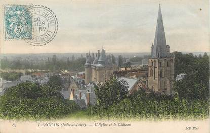 / CPA FRANCE 37 "Langeais, l'église et le château" / CACHET PERLE