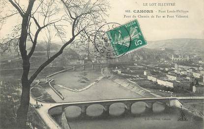 / CPA FRANCE 46 "Cahors, pont Louis Philippe, pont du chemin de fer et pont Valentré"