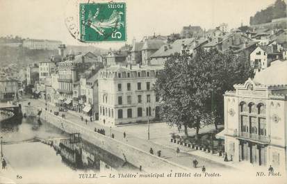 / CPA FRANCE 19 "Tulle, le théatre municipal et hôtel des postes"