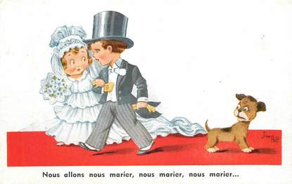 CPA ILLUSTRATEUR JIM PATT "Nous allons nous marier..." / CHIEN