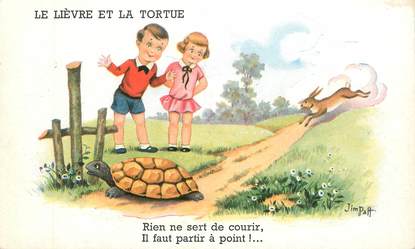 CPA ILLUSTRATEUR JIM PATT  "Le lièvre et la tortue"