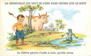 Illustrateur CPA ILLUSTRATEUR JIM PATT  "La grenouille qui veut se faire aussi grosse que le boeuf"