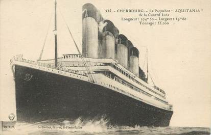 / CPA FRANCE 50 "Cherbourg, le paquebot Aquitania" / BATEAU