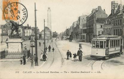 / CPA FRANCE 62 "Calais, le boulevard Maritime" / TRAMWAY