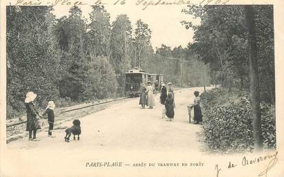 CPA FRANCE 62 "Paris Plage, arrivée du Tramway en forêt" / TRAIN