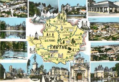 / CPSM FRANCE 72 "Sarthe" / CARTE GEOGRAPHIQUE