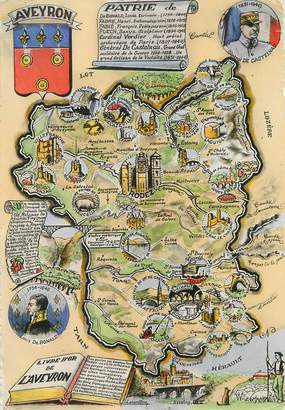 / CPSM FRANCE 12 "Aveyron" / CARTE GEOGRAPHIQUE