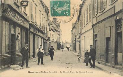 CPA FRANCE 77 "Bray Sur Seine, la grande rue, la Civette brayoise" / TABAC