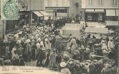 CPA FRANCE 77 "Chateau Landon, le marché"