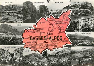 / CPSM FRANCE 04 "Basses Alpes" / CARTE GEOGRAPHIQUE