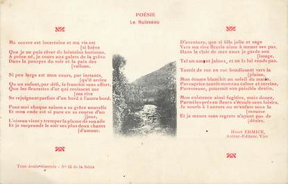 / CPA FRANCE 14 "Poésie, le ruisseau" / POETE