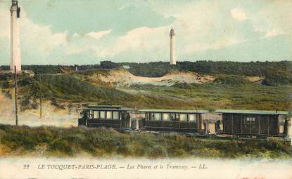 CPA FRANCE 62 "Le Touquet Paris Plage, le tramway et le phare"