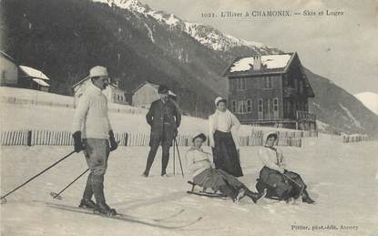 / CPA FRANCE 74 "Chamonix, skis et luges"