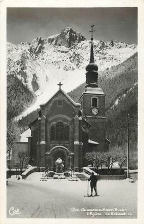 / CPSM FRANCE 74 "Chamonix Mont Blanc, l'église Le Brévant"