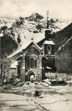 / CPSM FRANCE 74 "Chamonix Mont Blanc, l'église et le Brévent"