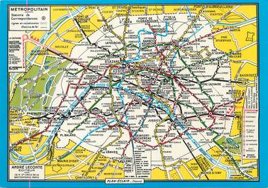 / CPSM FRANCE 75 "Paris, le plan du métropolitain" / METRO