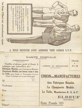 / CPA FRANCE 76 "Elbeuf, union des manufactures" / LIVRET / CARTE PUBLICTAIRE