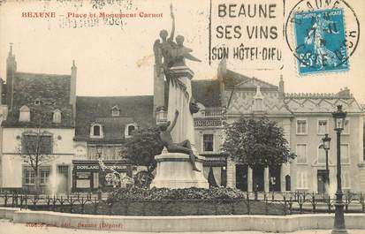 / CPA FRANCE 21 "Beaune, place et monument Carnot" / FLAMME