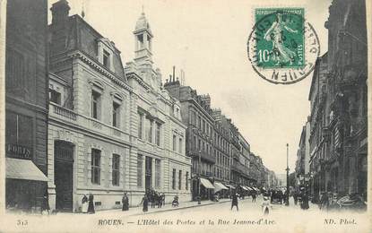 / CPA FRANCE 76 "Rouen, l'hôtel des postes et rue Jeanne d'Arc"