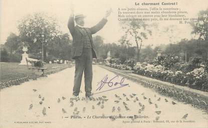 / CPA FRANCE 75001 "Paris, le charmeur d'Oiseaux aux tuileries" / AUTOGRAPHE