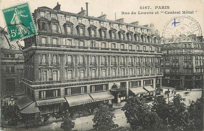 / CPA FRANCE 75001 "Paris, rue du Louvre et central Hôtel"