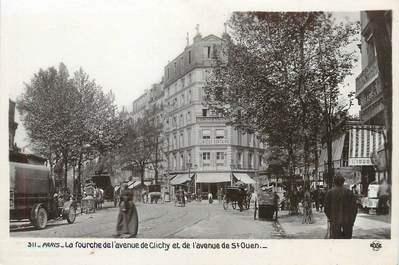 / CPSM FRANCE 75018 "Paris, la fourche de l'avenue de Clichy et de l'av de Saint Ouen"