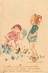 CPA ILLUSTRATEUR Sabine de la VERGNE "Cueillette de fleurs"