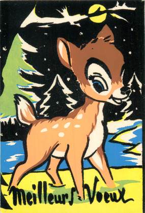  CPA ILLUSTRATEUR DISNEY / BAMBI / carte en feutrine