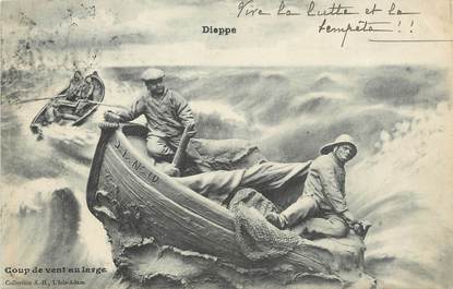 / CPA FRANCE 76 "Dieppe, coup de vent au large" / TERRE CUITE