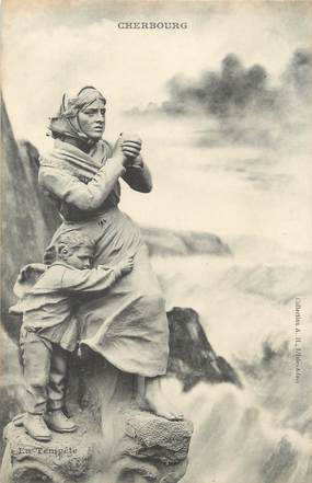 / CPA FRANCE 50 "Cherbourg, la tempête" / TERRE CUITE