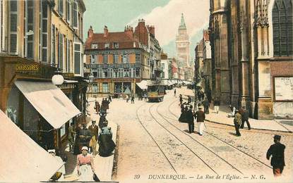 CPA FRANCE 59 "Dunkerque, la rue de l'Eglise"