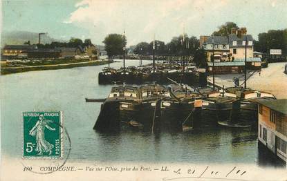 CPA FRANCE 60 "Compiègne, vue sur l'oise, prise du pont" / BATELLERIE / PÉNICHE 