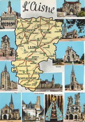 / CPSM FRANCE 02 "Aisne" / CARTE GEOGRAPHIQUE