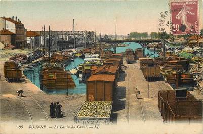 CPA FRANCE 42 "Roanne, le bassin du canal" / Ed. L.L.