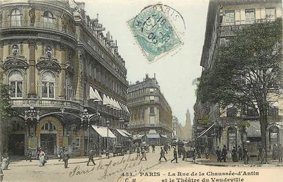 CPA FRANCE 75002 "Paris, la rue de la Chaussée d'Antin et le Théâtre du Vaudeville"