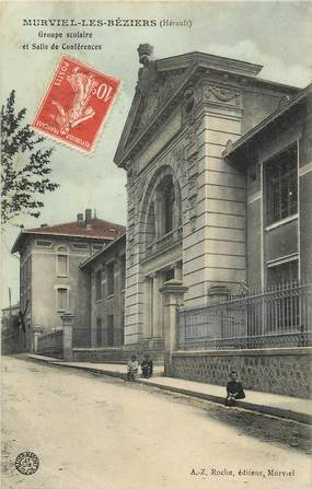 CPA FRANCE 34 "Murviel les Béziers, groupe scolaire et salle des conférences"