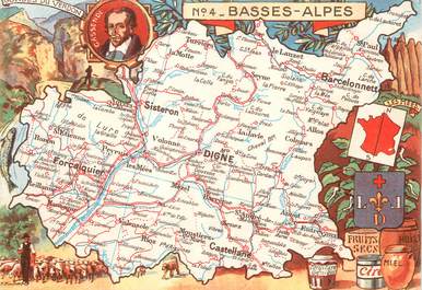 / CPSM FRANCE 04 "Basses Alpes"  /  CARTE GEOGRAPHIQUE