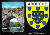 07 Ardeche CPSM FRANCE 07 "Le Pont d'Arc, merveille de la nature" / BLASON ADHESIF