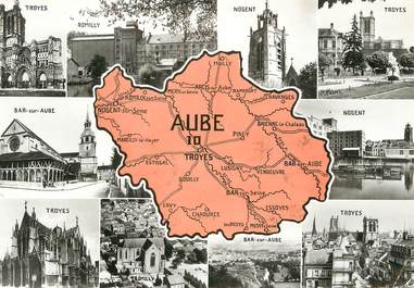 CPSM FRANCE 10 "Aube" /  CARTE GEOGRAPHIQUE