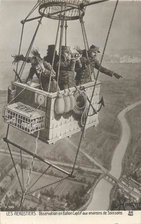 / CPA FRANCE 02 "Environs de Soissons, observation en Ballon" / MONTGOLFIERE