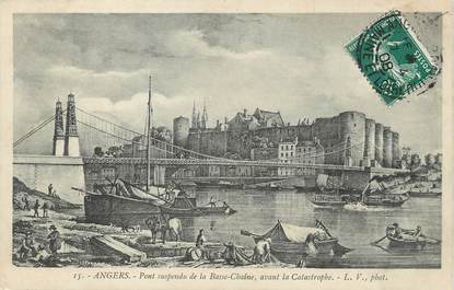/ CPA FRANCE 49 "Angers, pont suspendu de la basse chaine avant la catastrophe"