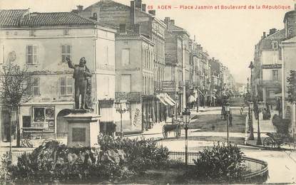 / CPA FRANCE 47 "Agen, place Jasmin et boulevard de la République"