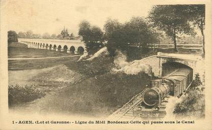 / CPA FRANCE 47 "Agen, ligne du midi Bordeaux" / TRAIN