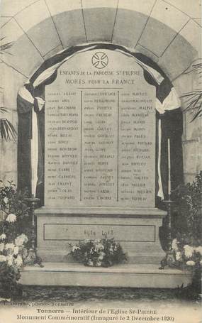 / CPA FRANCE 89 "Tonnerre, intérieur de l'église Saint Pierre" / MONUMENT COMMEMORATIF